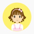 Half Body Little Girl Avatar Vector