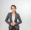 Half Body Portrait of a Beautiful Brazilian Business woman in Office Suit