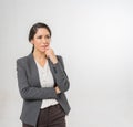 Half Body Portrait of a Beautiful Brazilian Business woman in Office Suit