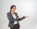 Half Body Portrait of a Beautiful Brazilian Business woman in Office Suit