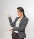 Half Body Portrait of a Beautiful Brazilian Business woman in Office Suit