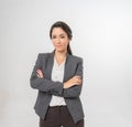 Half Body Portrait of a Beautiful Brazilian Business woman in Office Suit