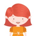 half body redhair girl with yellow dress