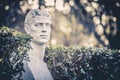 Half body statue in the Giardini Gardens del Pincio in Rome, Italy.