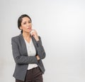 Half Body Portrait of a Beautiful Brazilian Business woman in Office Suit