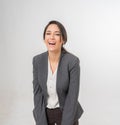 Half Body Portrait of a Beautiful Brazilian Business woman in Office Suit