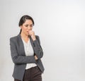 Half Body Portrait of a Beautiful Brazilian Business woman in Office Suit