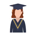 Half body woman with graduation outfit and redhair
