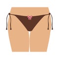 half body women with brown tanga bikini