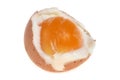 Half boiled egg close-up on a white background Royalty Free Stock Photo