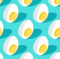 Half boiled egg pattern seamless. Egg yolk and white background. Ornament of kids fabric
