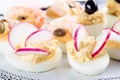 Half boiled eggs stuffed with fillings Royalty Free Stock Photo