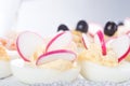 Half boiled eggs stuffed with fillings Royalty Free Stock Photo