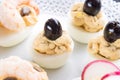 Half boiled eggs stuffed with fillings Royalty Free Stock Photo