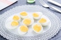 Half boiled eggs stuffed with fillings Royalty Free Stock Photo