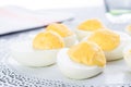 Half boiled eggs stuffed with fillings Royalty Free Stock Photo