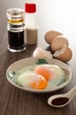 Half boiled organic eggs,  popular Chinese style breakfast in Malaysia kopitiam Royalty Free Stock Photo