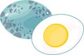 Half boiled quail egg and whole blue egg on white background Royalty Free Stock Photo