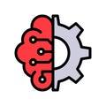 Half brain and half gear vector, Artificial related filled design icon Royalty Free Stock Photo