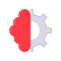 Half brain and half gear vector, Artificial related flat design icon Royalty Free Stock Photo