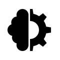 Half brain and half gear vector, Artificial related sollid design icon