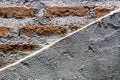Half brick half concrete wall Royalty Free Stock Photo
