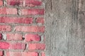 Half Brick wall and half concrete texture Royalty Free Stock Photo