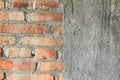 Half Brick wall and half concrete texture Royalty Free Stock Photo