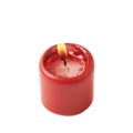 Half-burned lit red candle isolated Royalty Free Stock Photo