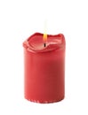 Half-burned lit red candle isolated Royalty Free Stock Photo