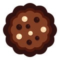 Half chocolate biscuit icon, flat style