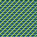 Half circle 3d peacock color symmetry seamless pattern Royalty Free Stock Photo