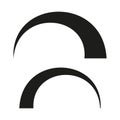 Half circle icon. Curved arch symbol. Abstract vector shape. Black solid contour. Royalty Free Stock Photo