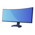 Half circle modern computer monitor on stand with blue empty screen isometric vector illustration Royalty Free Stock Photo