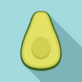 Half clean avocado icon, flat style