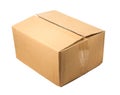 Half-closed brown cardboard box for packing ,isolated on a white