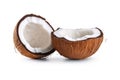 Half Coconut Isolated on Solid White Background. created with Generative AI