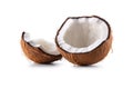 Half Coconut Isolated on Solid White Background. created with Generative AI