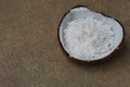 Half of coconut shell after grated by coconut grater 1 Royalty Free Stock Photo