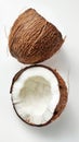 Half coconut with white flesh on white background Royalty Free Stock Photo