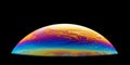 Half of colorful soap bubble on black background Royalty Free Stock Photo