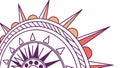 Half compass rose with radiating spikey sun,like rays vector design Generative AI