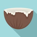 Half crack coconut icon, flat style