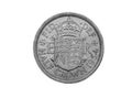 A Half Crown coin from the U.K. Dated 1954 Royalty Free Stock Photo