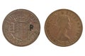Half Crown 1957 Elizabeth II. Coin of United Kingdom. Obverse . Reverse
