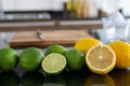 Half cut lemon arranged on the counter Royalty Free Stock Photo