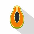Half cut papaya fruit icon, flat style Royalty Free Stock Photo