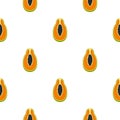 Half cut papaya fruit pattern seamless Royalty Free Stock Photo