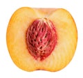 Half cut peach isolated on white background Royalty Free Stock Photo