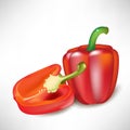 Half cut pepper and whole pepper Royalty Free Stock Photo